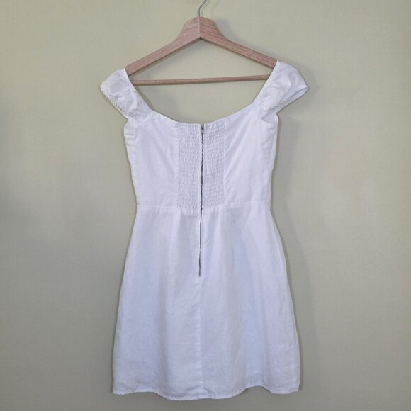 Reformation Linen Mini Dress Sz 2 White Smoked Back Lined Sleeveless Monochrome - Picture 15 of 15
